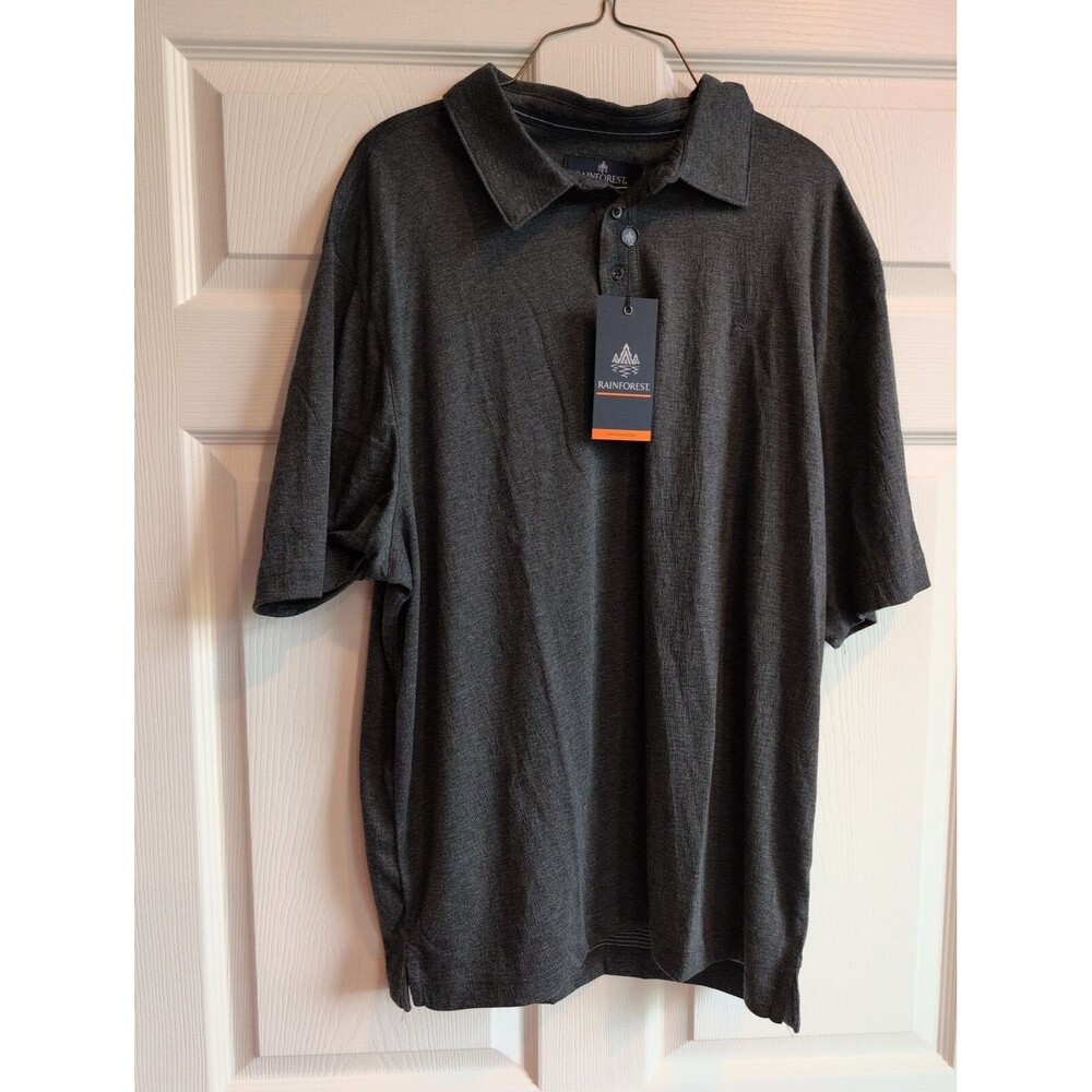 RAINFOREST Performance Stretch Dockside Short Sleeve Polo Shirt XL Black